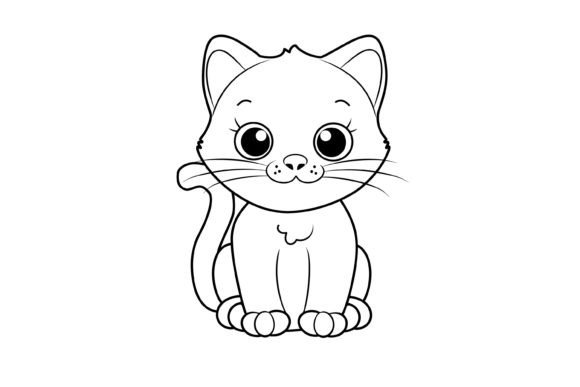 Download Cute Cat Coloring Page for Kids - Premium Resources