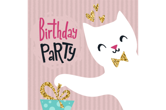 Download Birthday Party Invitation with Cute Cat - Invitation Collection