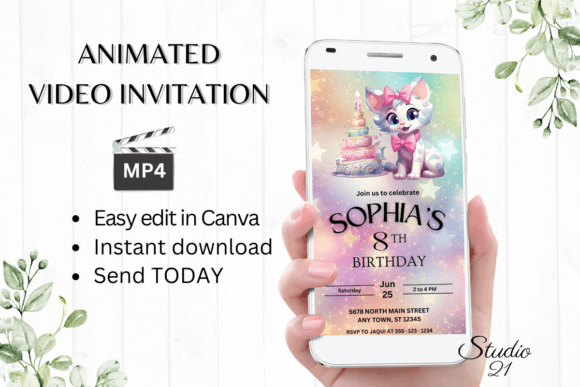 Download Cute Cat Birthday Invitation - Invitation Collection