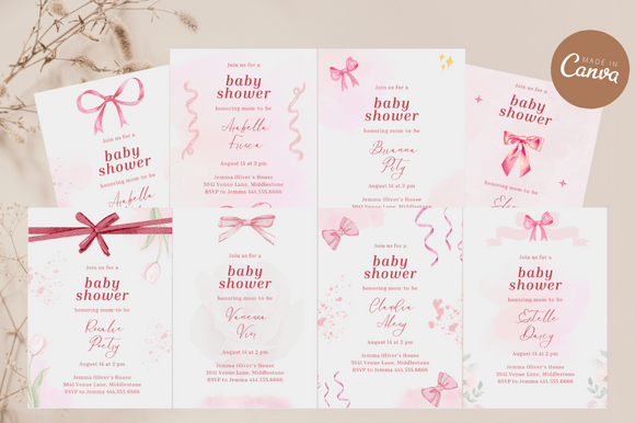Download Coquette Baby Shower Invitation Bundles - Invitation Collection