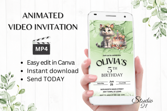 Download Cat Birthday Party Invitation - Invitation Collection