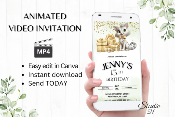Download Cute Cat Birthday Invitation - Invitation Collection