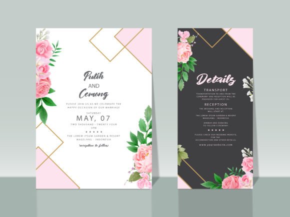Download Beautiful Pink Roses Wedding Invitations - Invitation Collection