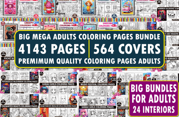 Download 4143 Mega Adults Coloring Pages Bundle - Adults Collection